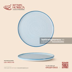 Khay tròn 22cm – Biển Xanh – Men hoả biến
