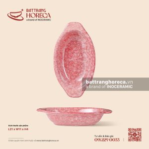 Khay vầu dục (oval) sâu lòng hai tai 21 x 11cm - Hồng Thạch