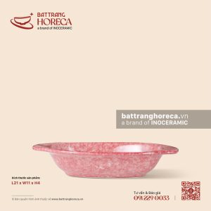 Khay bầu dục (oval) sâu lòng hai tai 21 x 11cm - Hồng Thạch
