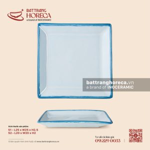 Khay vuông – Biển Xanh – Men hoả biến