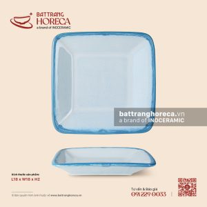 Khay vuông 18cm – Biển Xanh – Men hoả biến