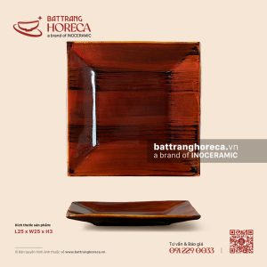 Khay vuông lá 25cm - Nâu Trầm
