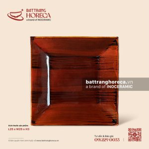 Khay vuông lá 25cm - Nâu Trầm