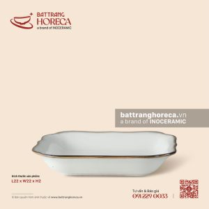 Khay vuông lượn 22cm - Bạch Diêm