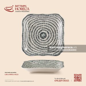 Khay vuông vát 18cm – Loang – Men ngà
