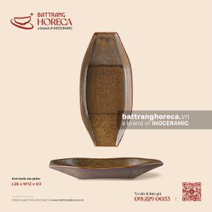 Khay xuồng 26 x 12cm - Thổ Viêm - Men hoả biến