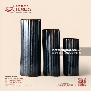 Lọ hoa dẹp kẻ sọc 5 x 8.5cm - Lam Vân