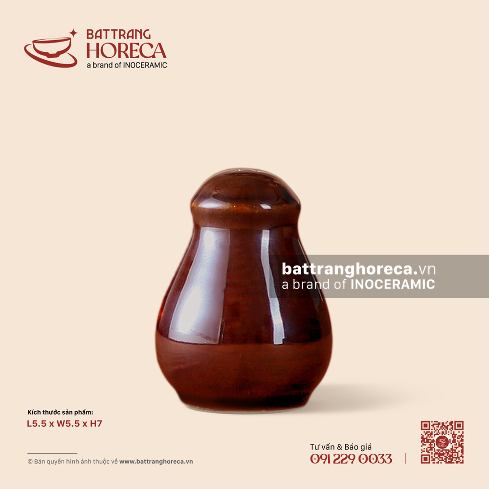 Lọ tiêu 5.5 x 5.5cm - Nâu Trầm - Bát Tràng Horeca Lọ tiêu 5.5 x 5.5cm - Nâu Trầm