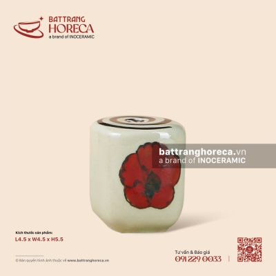 Lọ tiêu vuông 4.5 x 4.5cm – Yên Hồng – Men ngà