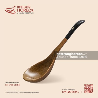 Muôi canh 21 x 7cm – Ô Thổ – Men tấm