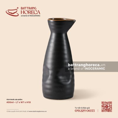 Nậm rượu Sake bóp 400ml 7cm – Ô Thổ – Men tấm