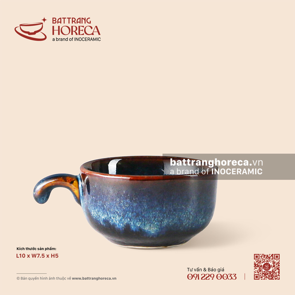 Tách cà phê 10 x 7.5cm - Lam Vân - Bát Tràng Horeca Tách cà phê 10 x 7.5cm - Lam Vân