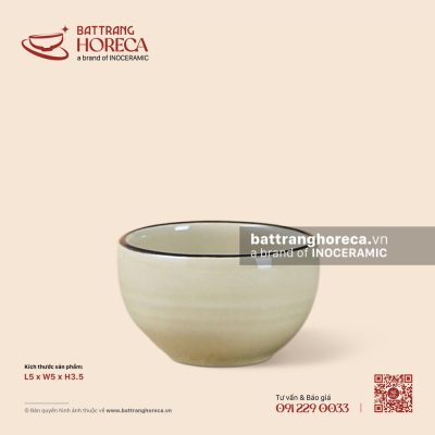 Tách (chén) trà tròn khum 5 x 5cm – Yên Hồng – Men ngà