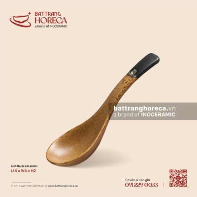 Thìa cơm cong 14 x 4cm – Ô Thổ – Men tấm