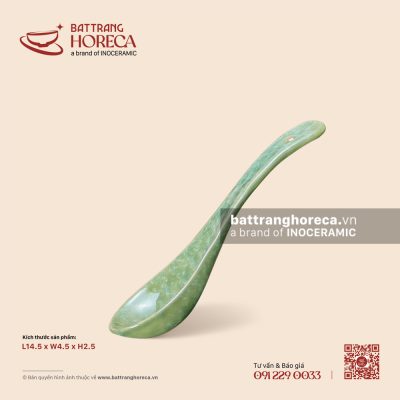 Thìa cơm cong 14.5 x 4.5cm – Lục Thạch – Men màu