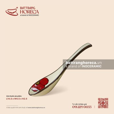 Thìa cơm thẳng 14.5 x 4.5cm – Yên Hồng – Men ngà