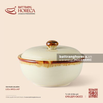 Thố kho quẹt 12cm – Hoàng Diệp – Men hoả biến