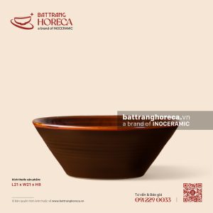 Tô cắt (vát) thấp 21cm - Nâu Trầm