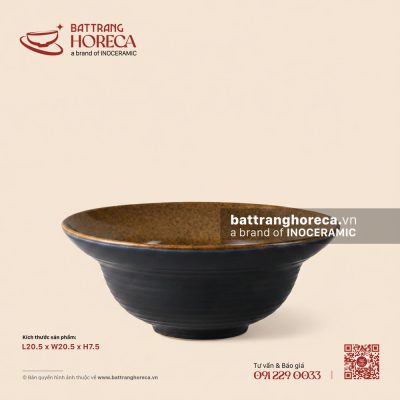 Tô yêu dáng bầu 20.5cm – Ô Thổ – Men tấm