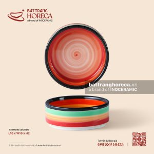 Bát (chén) chấm Nhật 10cm - Cầu Vồng - Men màu