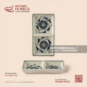 Bát (đĩa) gia vị chữ nhật 2 ngăn 13 x 6.5cm - Cúc Lam
