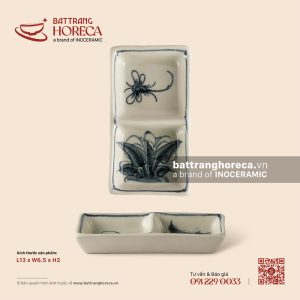 Bát (đĩa) gia vị chữ nhật 2 ngăn 13 x 6.5cm - Khoai Chuồn