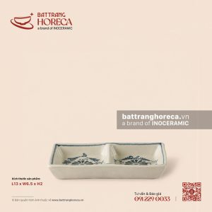 Bát (đĩa) gia vị chữ nhật 2 ngăn 13 x 6.5cm - Cúc Lam