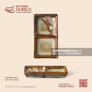 Bát (đĩa) gia vị chữ nhật 2 ngăn 13 x 7cm - Ngọc Liên