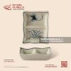 Bát (đĩa) gia vị chữ nhật 2 ngăn lượn 10 x 8cm - Khoai Chuồn