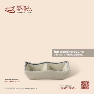 Bát (đĩa) gia vị chữ nhật 2 ngăn lượn 10 x 8cm - Khoai Chuồn
