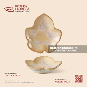Bát (đĩa) gia vị lá bầu 10.5 x 10cm - Kết Tinh Nâu