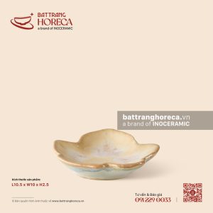 Bát (đĩa) gia vị lá bầu 10.5 x 10cm - Kết Tinh Nâu