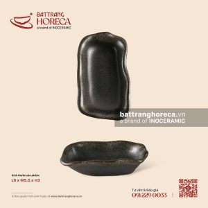 Bát (đĩa) gia vị muối chữ nhật méo 9 x 5.5cm - Yên
