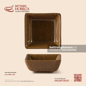 Bát (đĩa) gia vị muối vuông 8cm - Ô Thổ