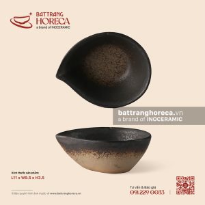 Bát (đĩa) gia vị quả đào 11 x 9.5cm - Huyền Thổ - Bát Tràng Horeca Bát (đĩa) gia vị quả đào 11 x 9.5cm - Huyền Thổ