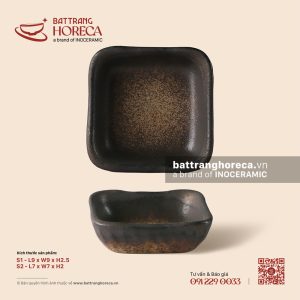 Bát (đĩa) gia vị vuông 7cm - Huyền Thổ