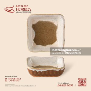 Bát (đĩa) gia vị vuông - Hồng Vân