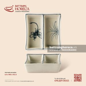 Bát (đĩa) gia vị vuông 2 ngăn 8cm - Khoai Chuồn
