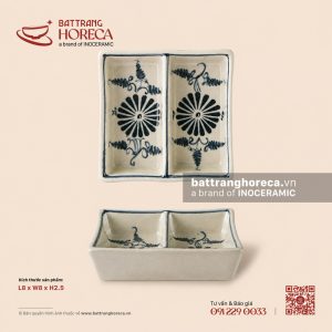 Bát (đĩa) gia vị vuông 2 ngăn 8cm - Cúc Lam