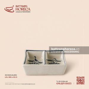 Bát (đĩa) gia vị vuông 2 ngăn 8cm - Cúc Lam