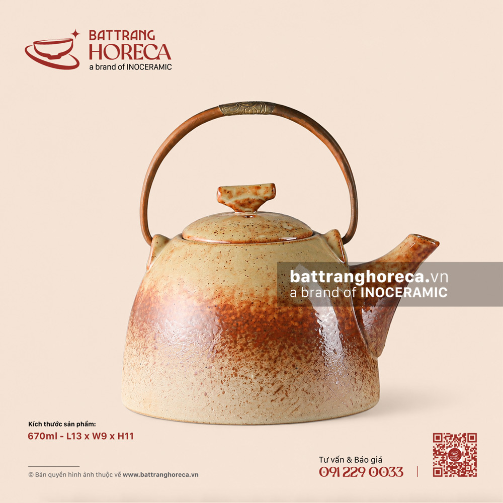 Bình (ấm) trà bệt 670ml 13 x 9cm - Bình Minh - Bát Tràng Horeca Bình (ấm) trà bệt 670ml 13 x 9cm - Bình Minh