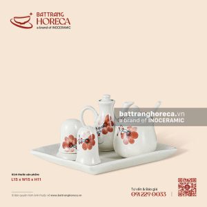 Bộ khay gia vị mắm muối tiêu 15cm - Hoa Ban