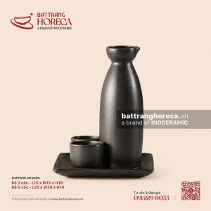 Bộ khay rượu sake vuông - Yên
