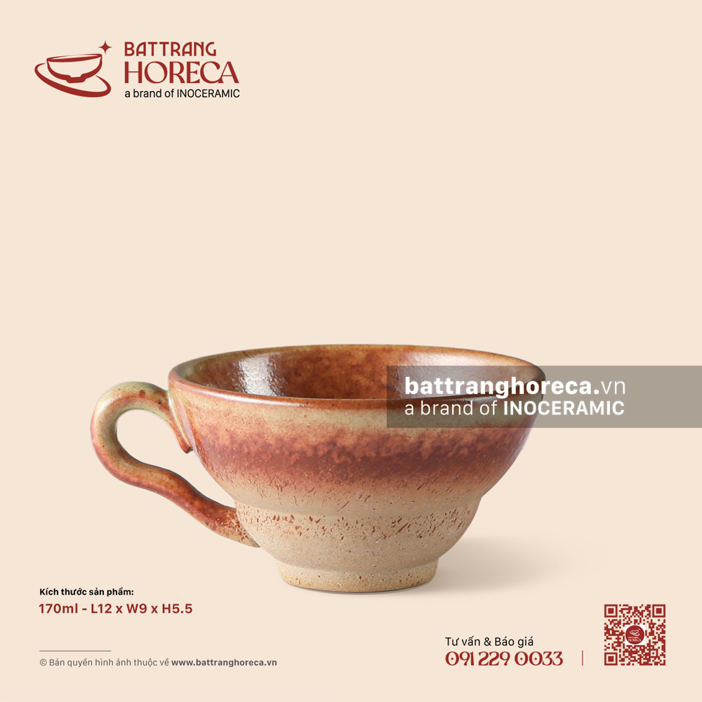 Cốc cà phê (cafe) dáng chiết yêu 170ml 12 x 9cm - Bình Minh - Bát Tràng Horeca Cốc cà phê (cafe) dáng chiết yêu 170ml 12 x 9cm - Bình Minh