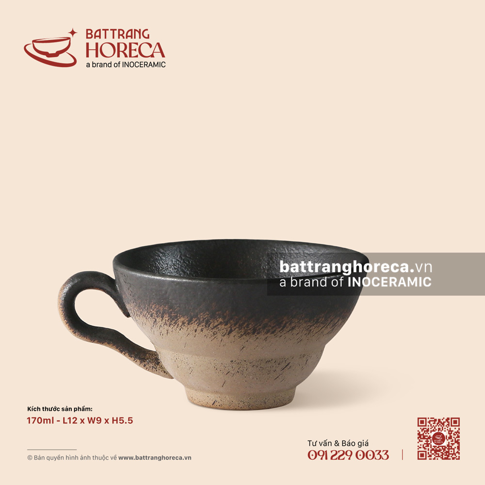 Cốc cà phê (cafe) dáng chiết yêu 170ml 12 x 9cm - Huyền Thổ - Bát Tràng Horeca Cốc cà phê (cafe) dáng chiết yêu 170ml 12 x 9cm - Huyền Thổ