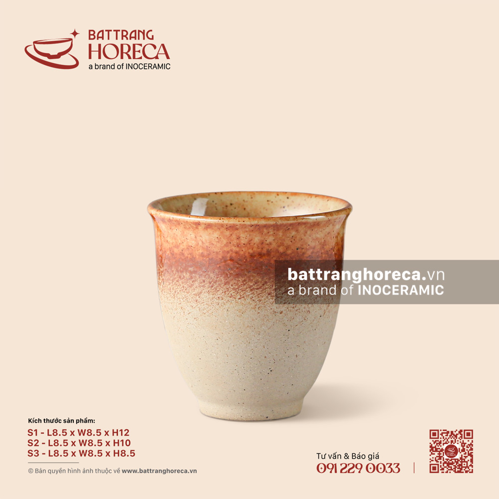 Cốc loe chân nhỏ không quai - Bình Minh - Bát Tràng Horeca Cốc loe chân nhỏ không quai - Bình Minh