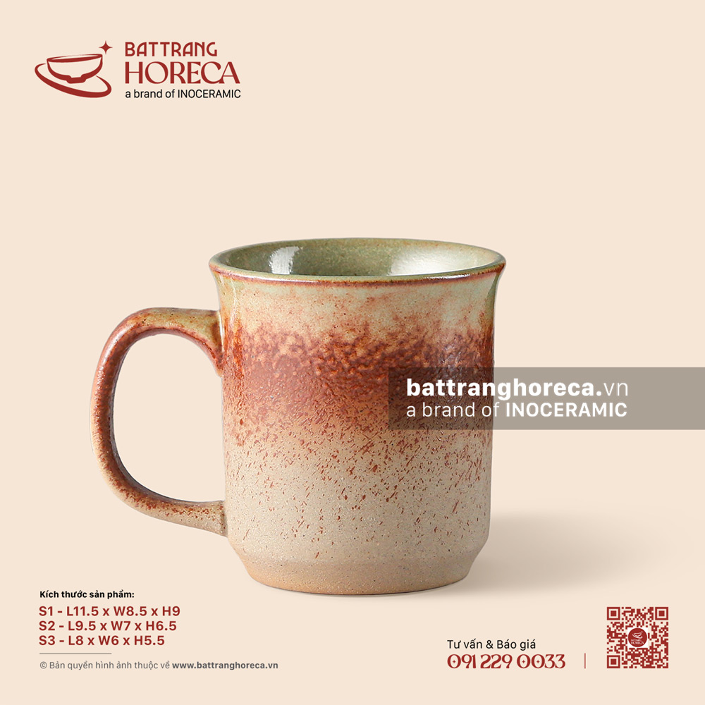 Cốc trụ quai C miệng loe - Bình Minh - Bát Tràng Horeca Cốc trụ quai C miệng loe - Bình Minh