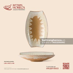 Đĩa bầu dục (oval) thuyền đại 36 x 21cm - Hồng Vân