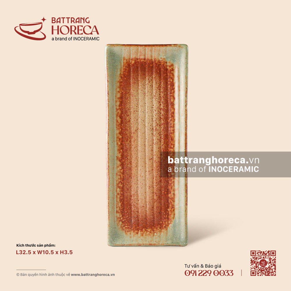 Đĩa chữ nhật dài 32.5 x 10.5cm - Bình Minh - Bát Tràng Horeca Đĩa chữ nhật dài 32.5 x 10.5cm - Bình Minh