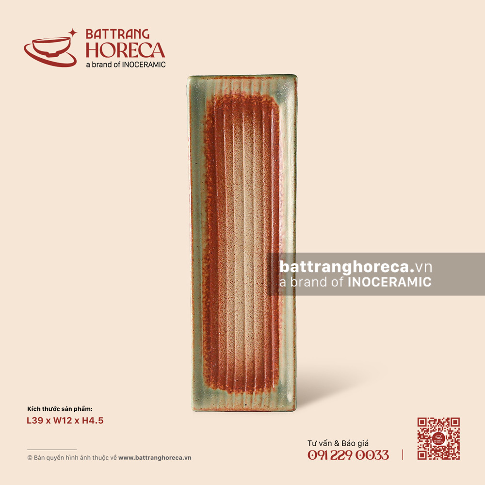 Đĩa chữ nhật dài 39 x 12cm - Bình Minh - Bát Tràng Horeca Đĩa chữ nhật dài 39 x 12cm - Bình Minh